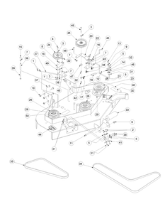 Deck Assembly 52-Inch Diagram and Parts List for H1952 55AI4HPD750-WAM Cub Cadet Lawn Mower